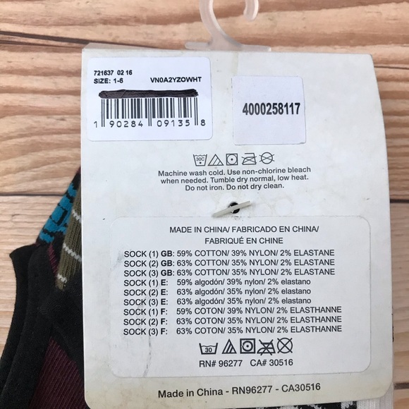 Vans Off The Wall 3 Pairs No Show Socks/Footies - Picture 9 of 12